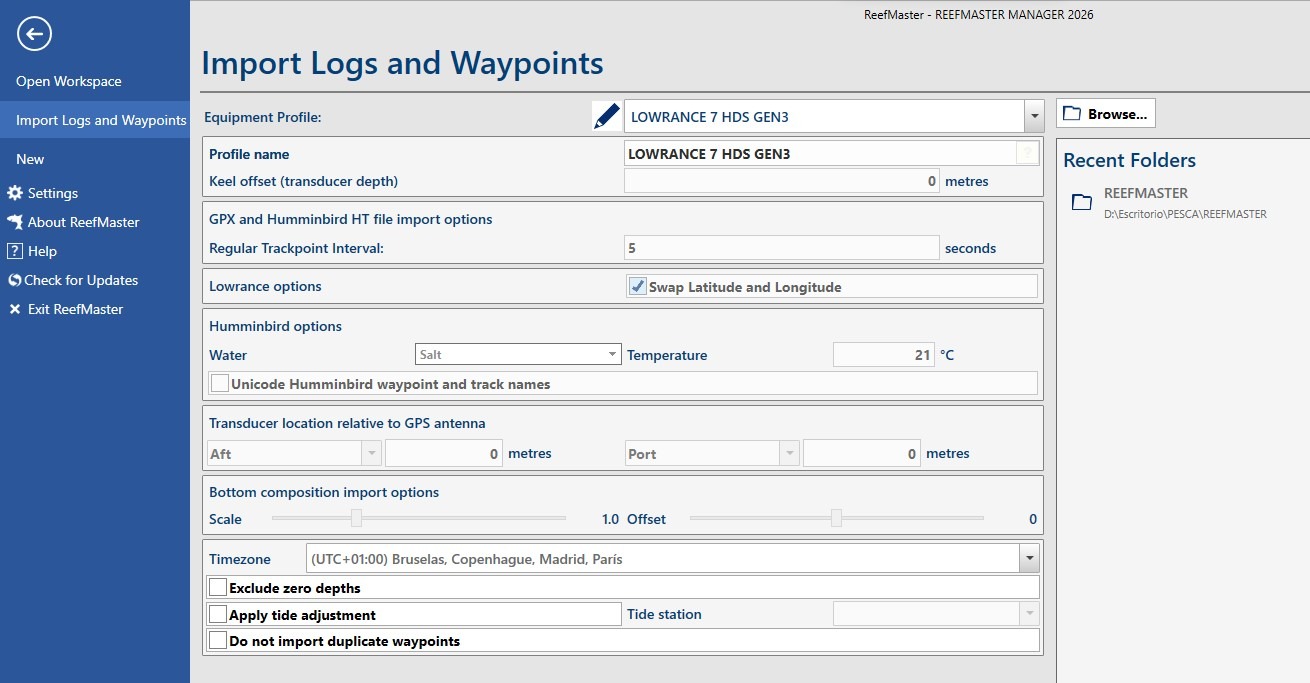 gestionar waypoints ReefMaster